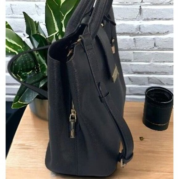 Dune London Black Faux Leather Large Satchel Bag, Gold Hardware, 14”x10” - Picture 8 of 8